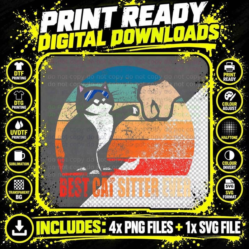 Best Cat Sitter Ever Funny Fist Bump, Cat Lover Gift Png SVG Digital Bundle