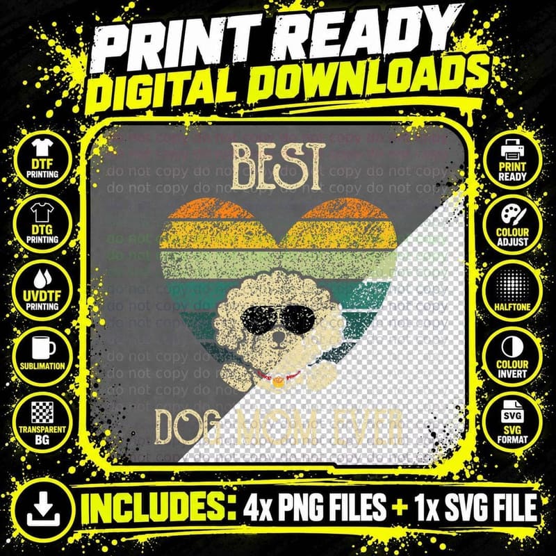Best Dog Mom Ever - Funny Bichon Frise Dog Bichon Png SVG Digital Bundle