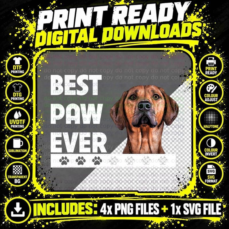 Best Paw Ever Rhodesian Ridgeback Dad Fathers Day Dog Png SVG Digital Bundle