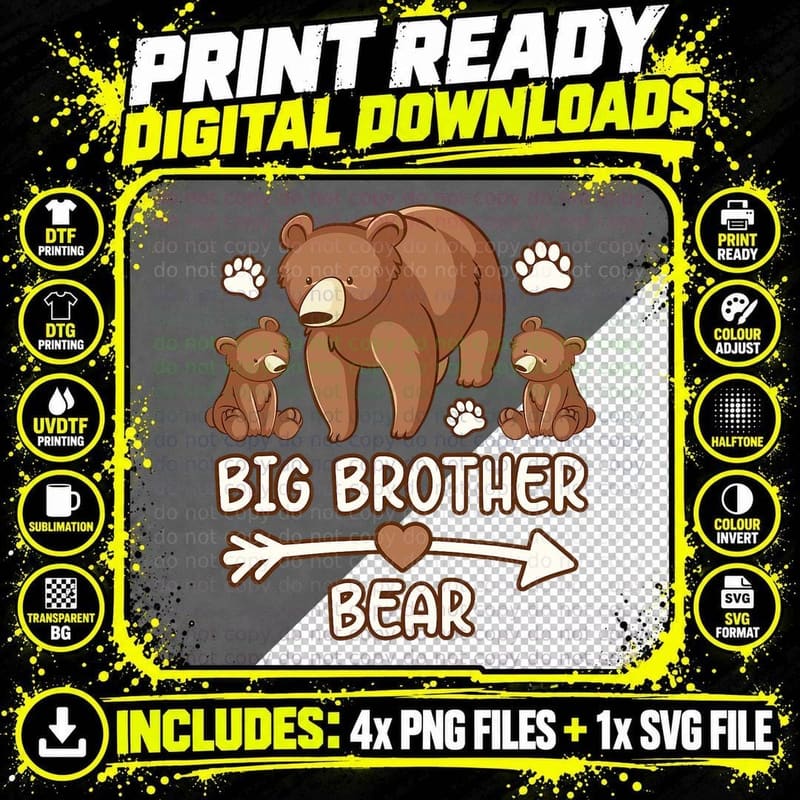 Big Brother Bear 2 Cub Shirt, Big Brother Bear Shirt for Png SVG Digital Bundle