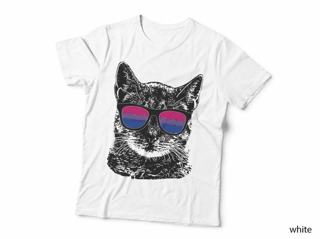 Bisexual Gay Pride Cat LGBT Sunglasses, LGBTQ+ Pride, Rainbow T-Shirt