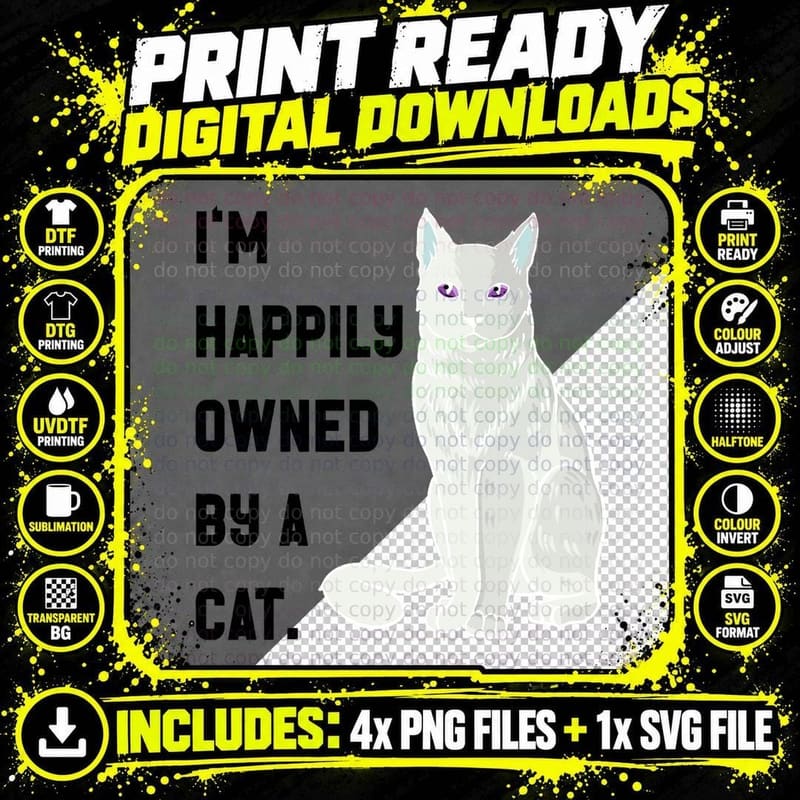 Black Cat Kitten Lover Funny Animal Fur Pet Owner Png SVG Digital Bundle