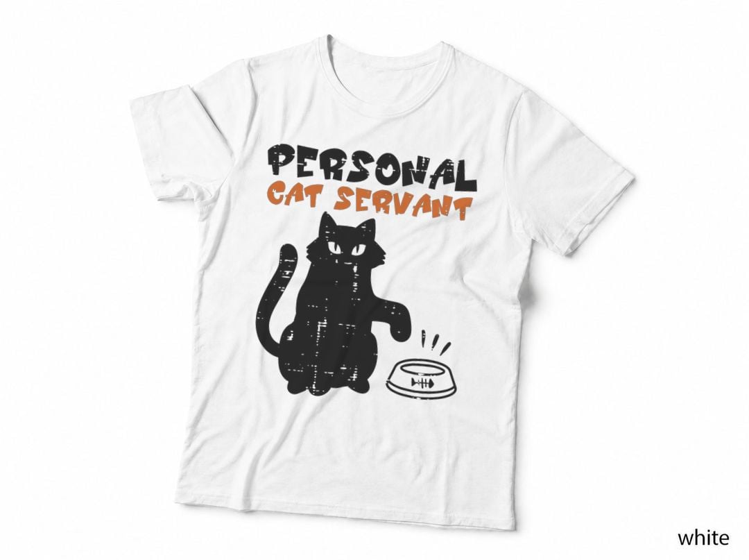 Black Cat Personal Servant Funny Fur Mom Dad Men Women Kids T-Shirt