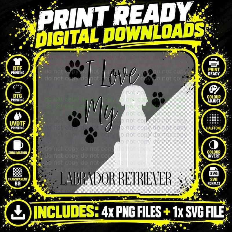 Black Lab Labrador Retriever Dog Shirt I Love My Pet Png SVG Digital Bundle