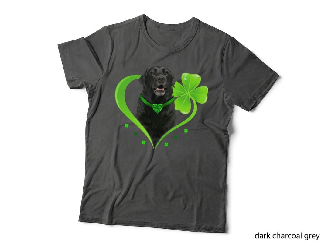 Black Lab in Shamrock Heart St Patricks Day Gift Dog Lover T-Shirt