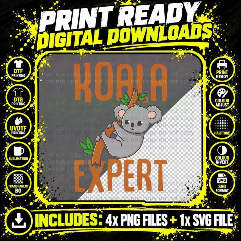 Boy Funny Koala Bear Expert, Kids Humor Png SVG Digital Bundle