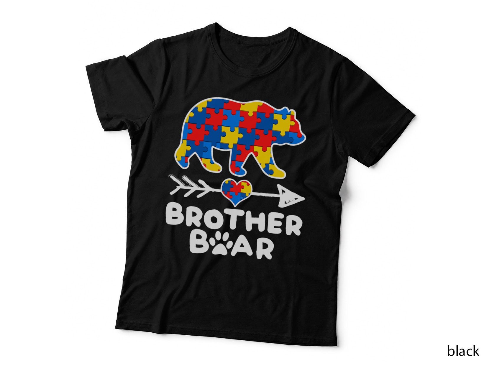 Brother Bear Puzzle Piece Autism Awareness Family Gifts T-Shirt