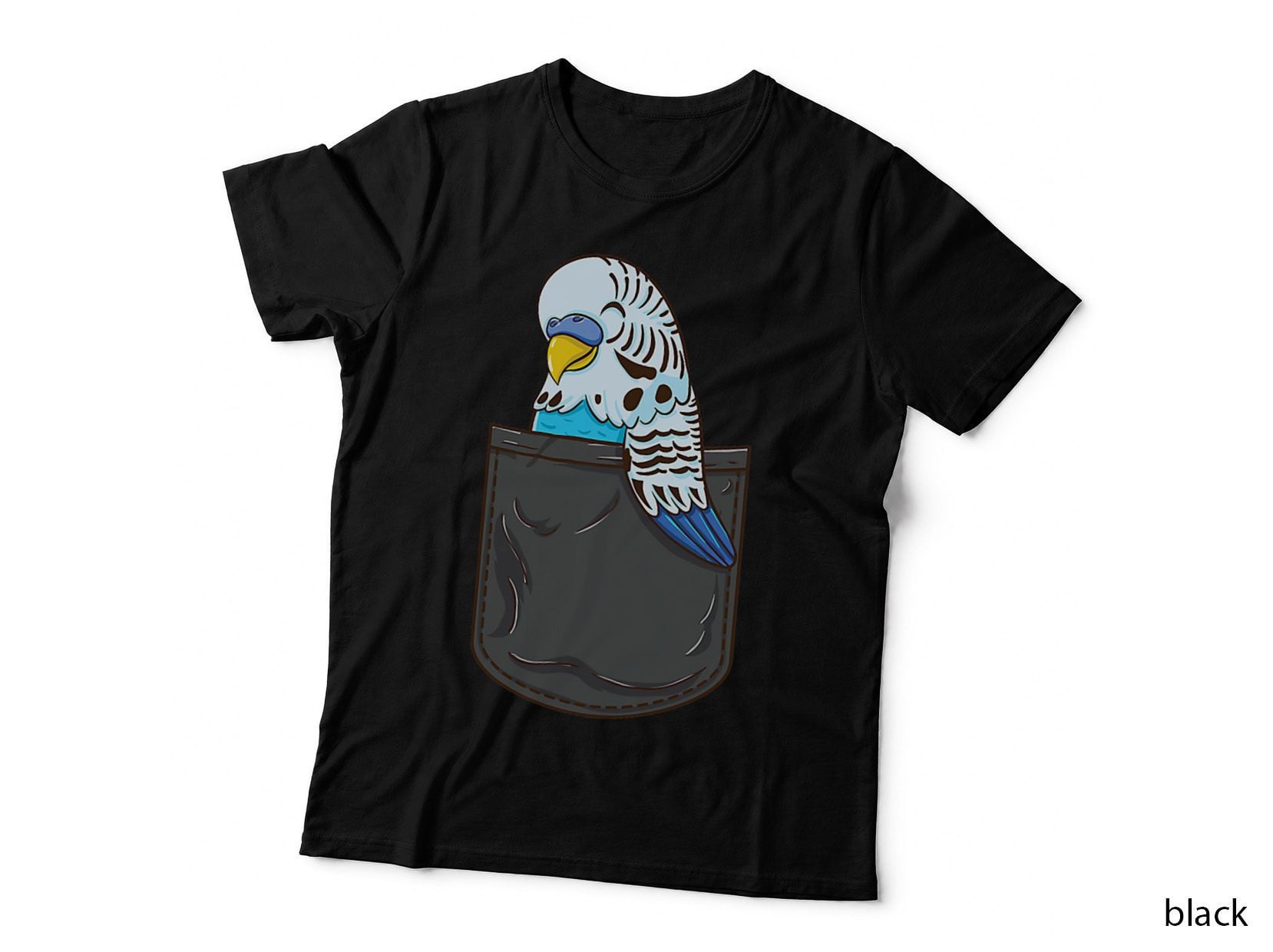 Budgie in Pocket Parakeet, Bird Lover Gift, Pet Enthusiast, Nature Theme T-Shirt