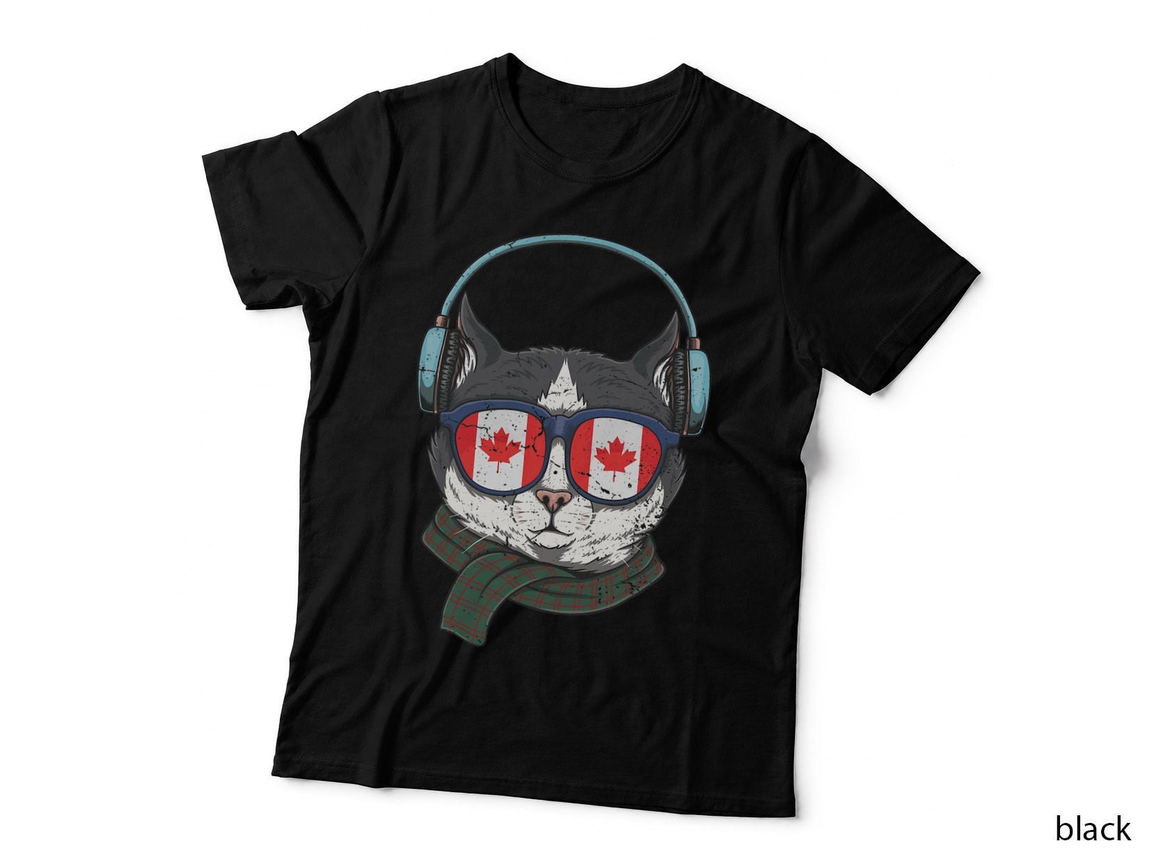 Canada Flag Canadian Cat Sunglasses Funny Men Women Kids T-Shirt