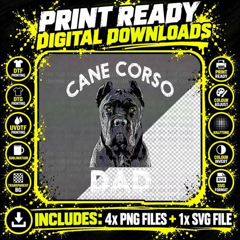 Cane Corso Dad Italian Mastiff T-Shirt Gift, Dog Lover Png SVG Digital Bundle
