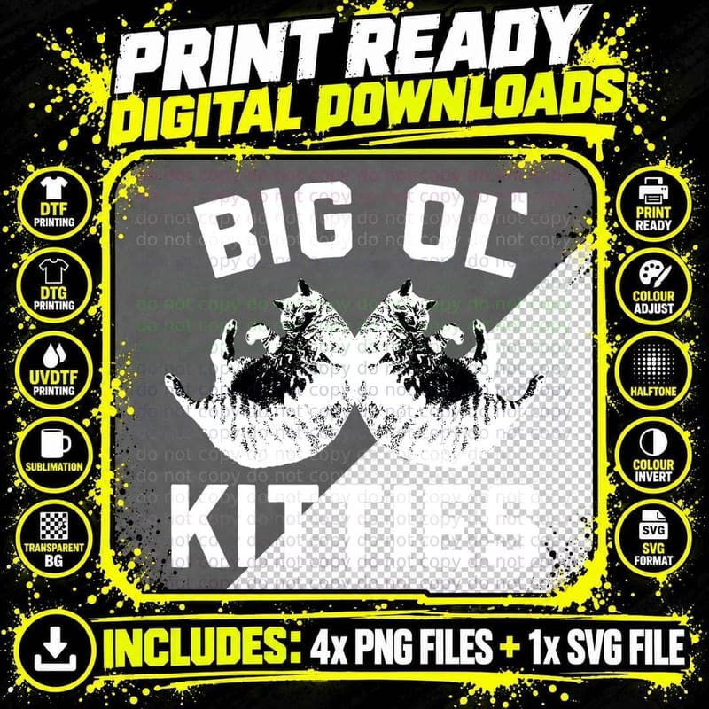 Cat Big Ol Kitties Cat Lover, Cats for Women, Kitty Png SVG Digital Bundle