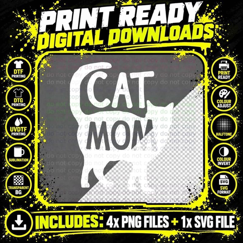 Cat Mom Mother Lover Mom Kitty Cute Funny Meow Png SVG Digital Bundle