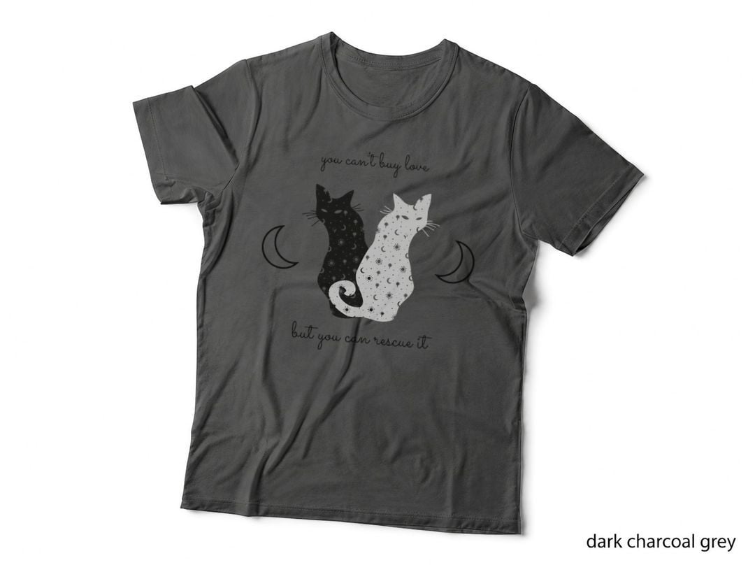 Cat Rescue Animal Lover Galaxy Mystical Cosmic Moon Phases T-Shirt