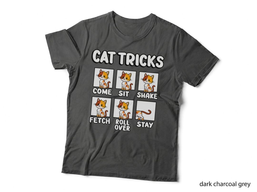 Cat Tricks Come Sit Shake Fetch Cute Feline Training Cat T-Shirt