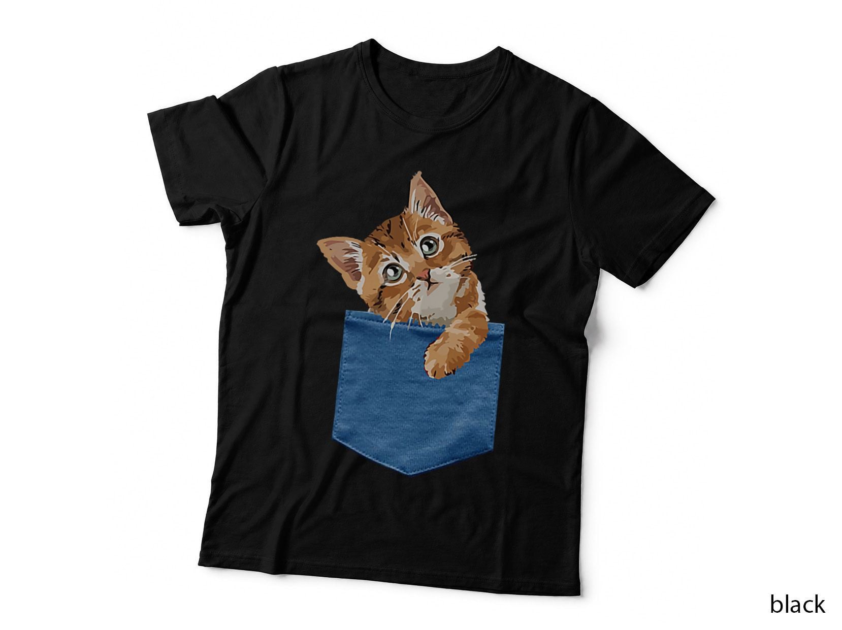 Cat in Pocket Coming Out, Cute Cat Peeking in Pocket Kitty T-Shirt