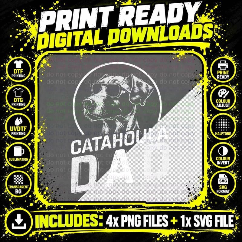 Catahoula Dad Dog Owner Gifts Men Funny Dog Dad Father's Png SVG Digital Bundle