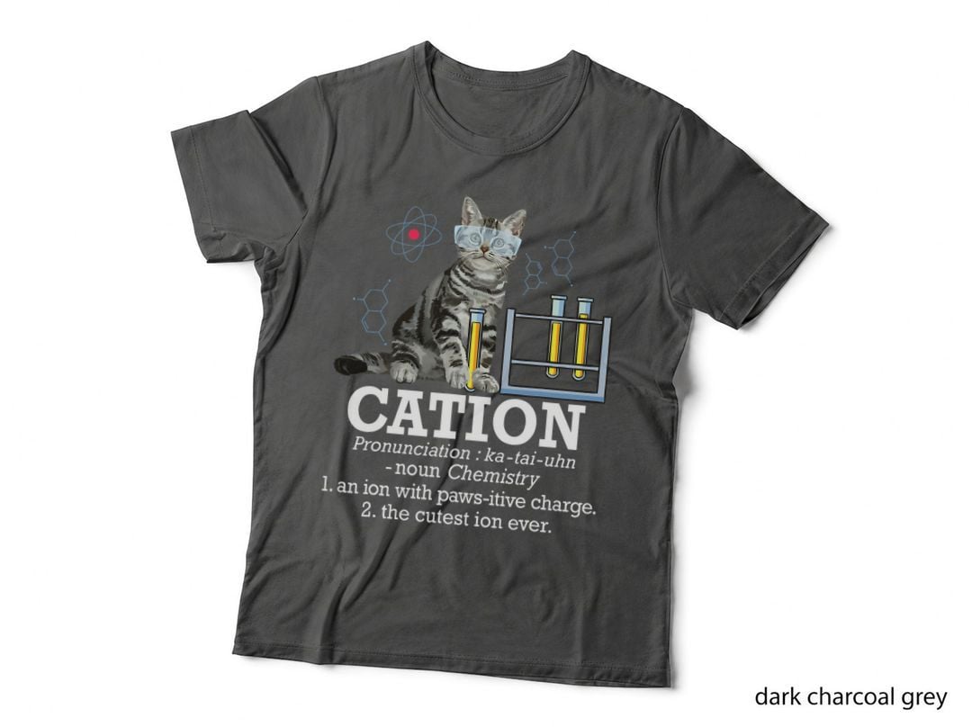Cation - Funny Chemistry Humor Science Teacher Cat Pun T-Shirt