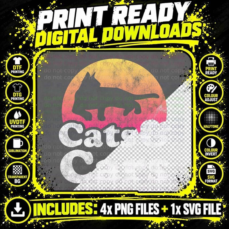 Cats and Cars Men's or Cat and Cars, Unisex Png SVG Digital Bundle