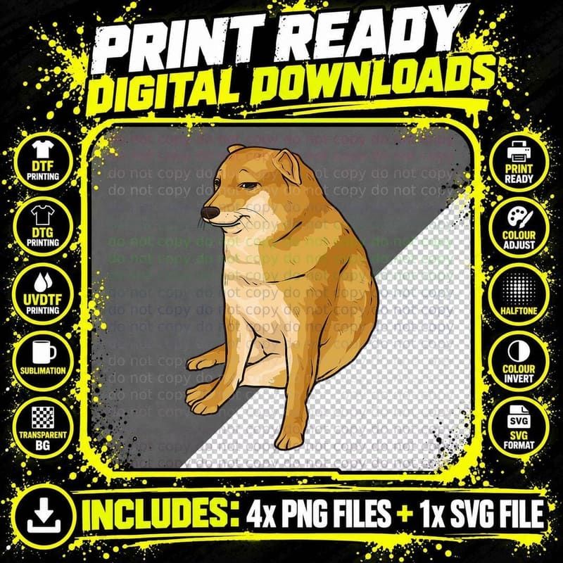 Cheems Dog Funny Shiba Inu Dank Meme, Men, Unisex Png SVG Digital Bundle
