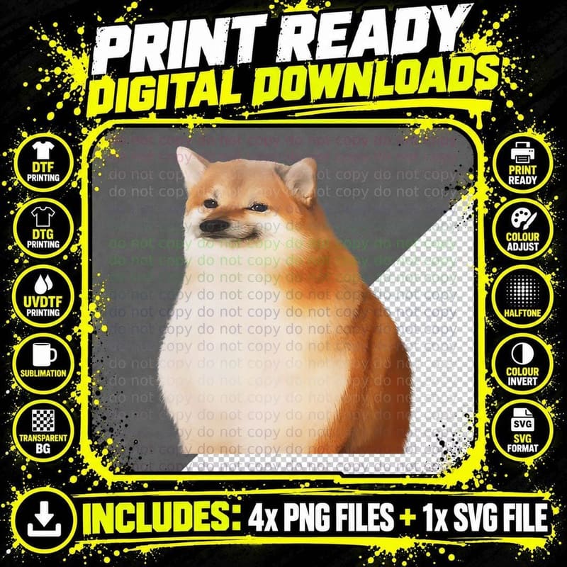 Cheems Shiba Inu Meme Doge Cheebs Bonk Dog Chems Burger Png SVG Digital Bundle
