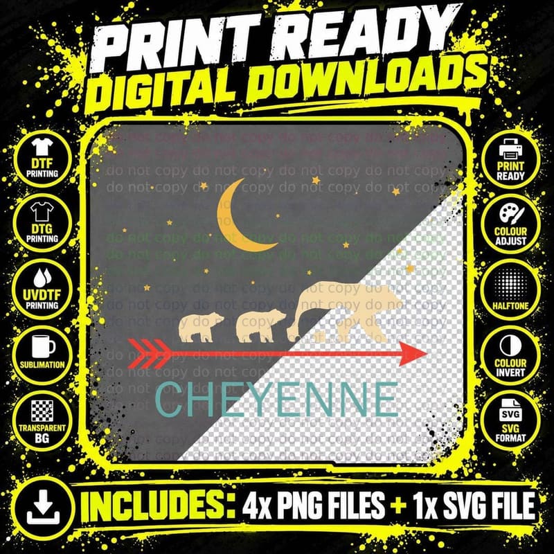 Cheyenne Name Gift Personalized Mama Bear with 3 Cubs Png SVG Digital Bundle