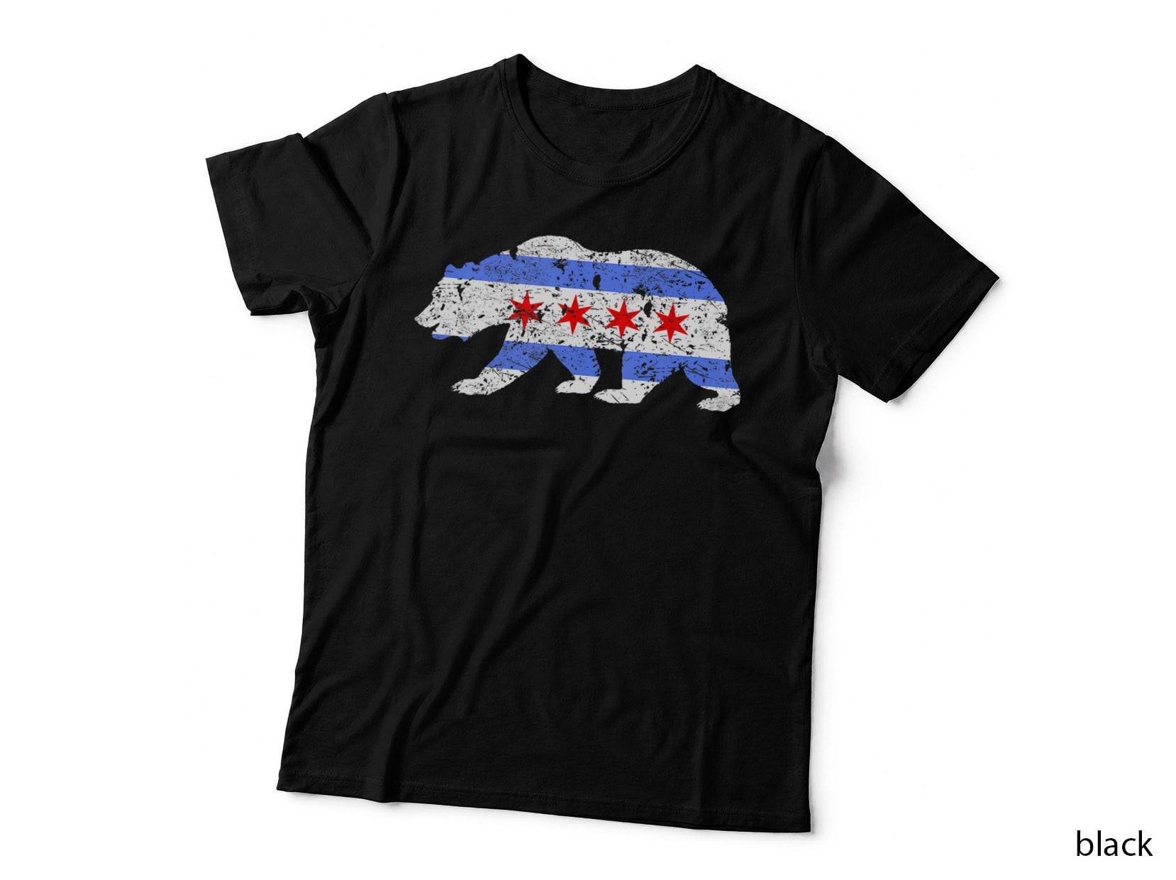 Chicago City Flag Distressed Bear Gift, Chicago Bears Fan Gear T-Shirt