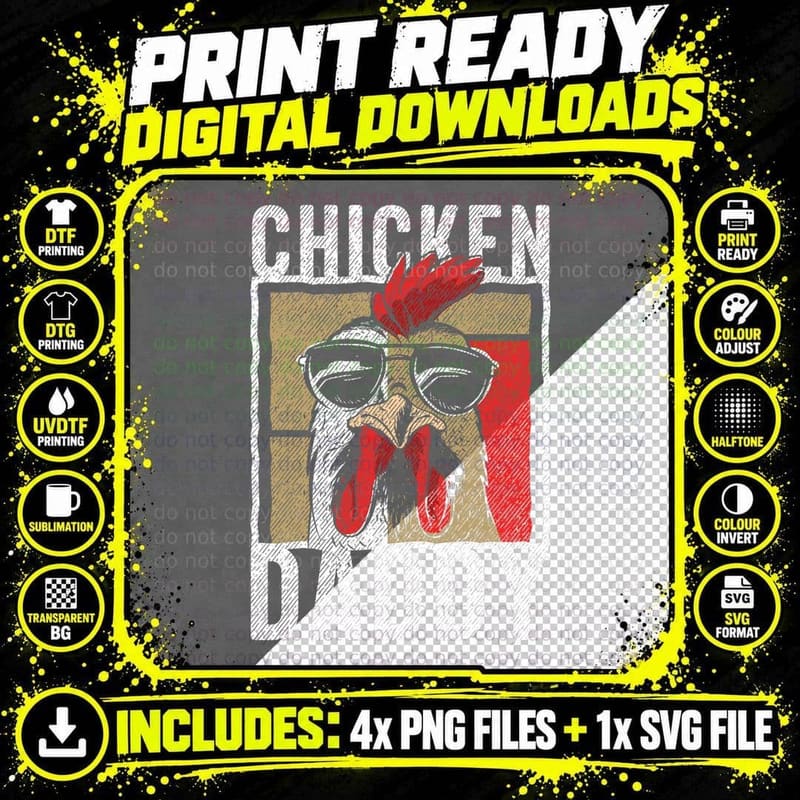 Chicken Daddy - Chicken Farmer, Father of the Chicken Png SVG Digital Bundle