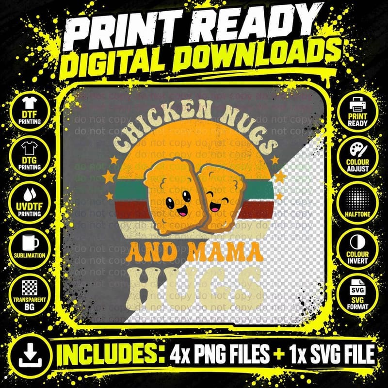 Chicken Nugs and Mama Hugs Toddler for Chicken Nugget Png SVG Digital Bundle