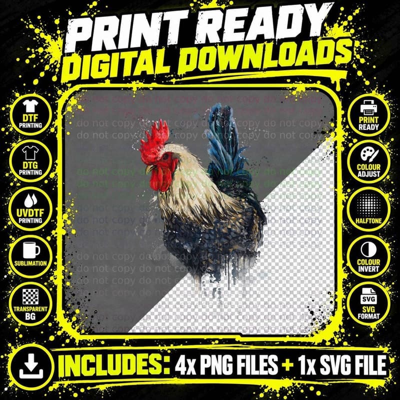 Chicken Shirt, Colour Pop Art, Creative Pop Png SVG Digital Bundle