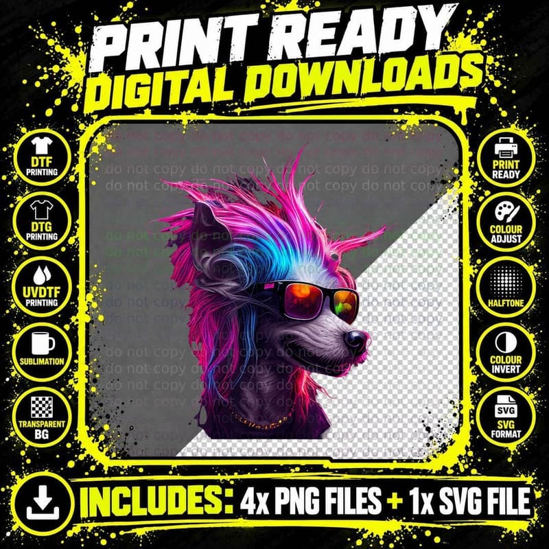 Chinese Crested Dogs Chinese Cresteds, for Women Png SVG Digital Bundle