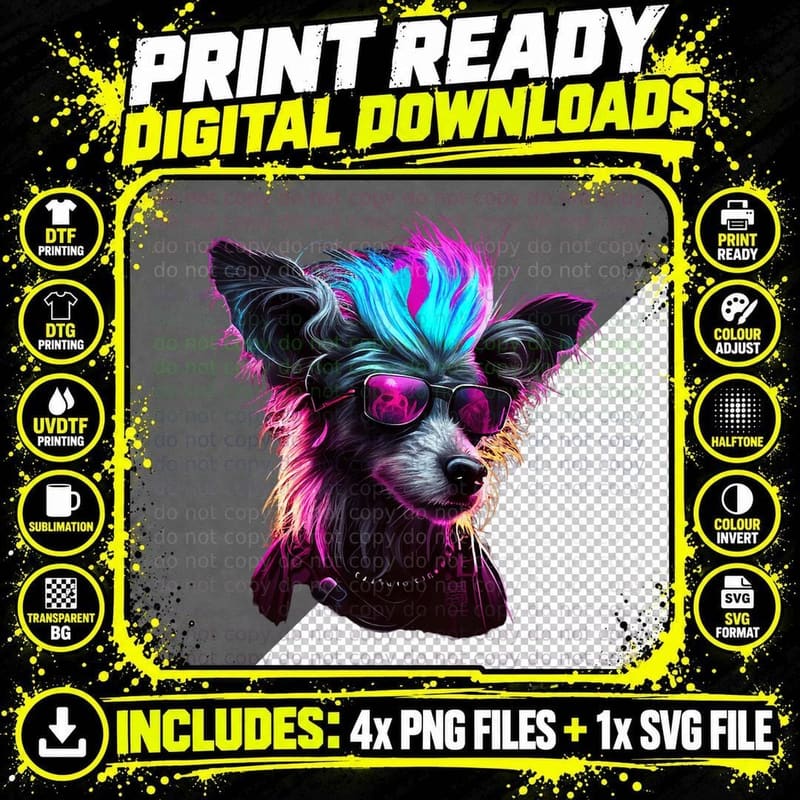 Chinese Crested Dogs Chinese Cresteds, for Women Png SVG Digital Bundle