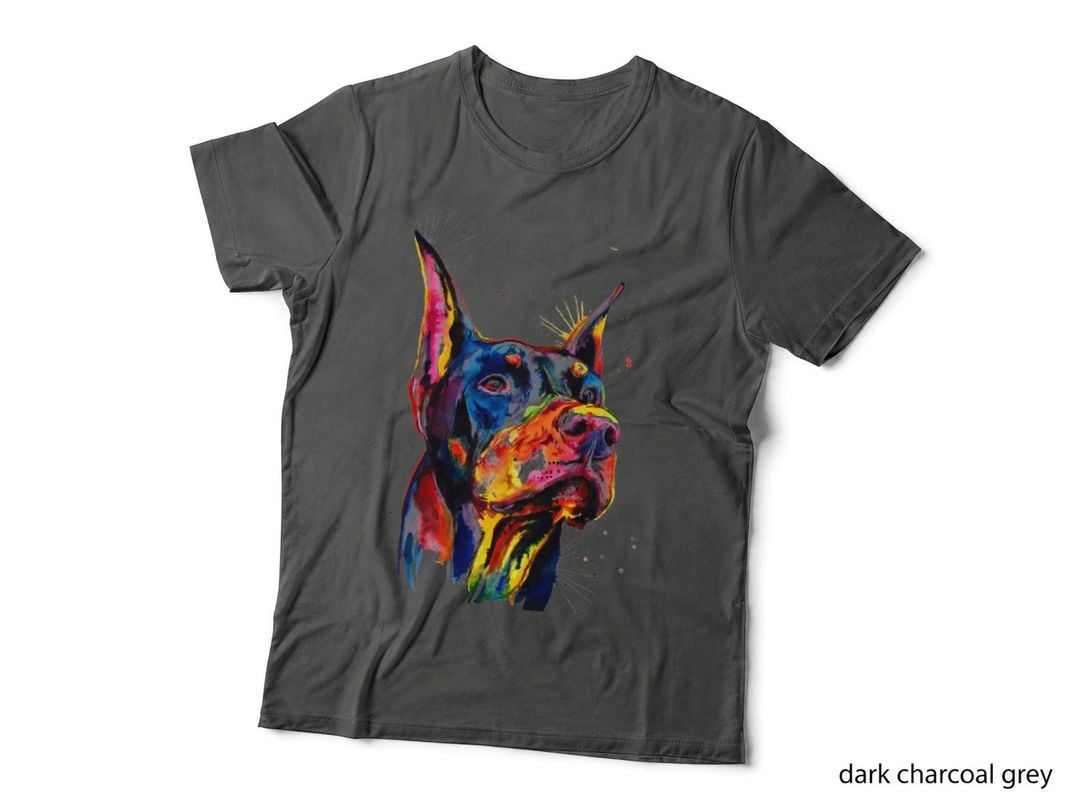 Colorful Doberman Dog Love-R Dad Mom, Boy Girl Funny T-Shirt