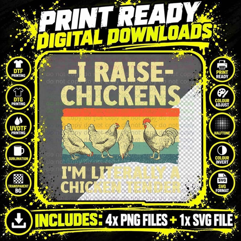 Cool Chicken Tender Art for Men Women Poultry Chicken Png SVG Digital Bundle