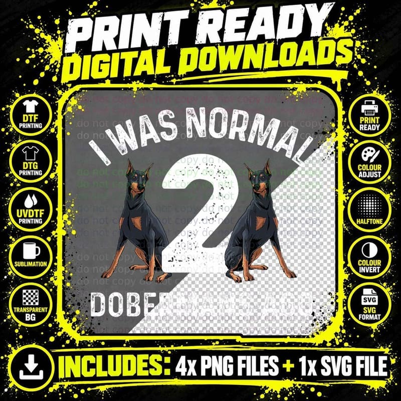 Cool Doberman Art for Men Women Doberman Pinscher Dog Png SVG Digital Bundle