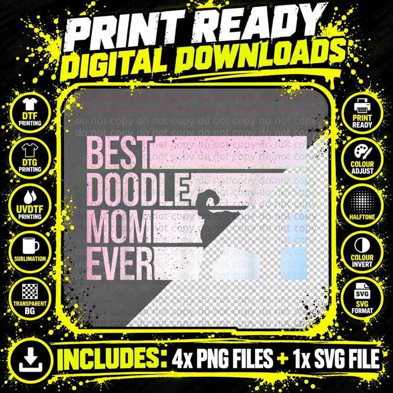Cool Doodle Mom Art Women Girl Aussiedoodle Goldendoodle Png SVG Digital Bundle