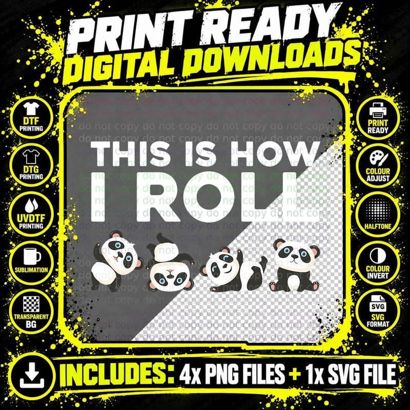 Cool Panda for Men Women Panda Bear Lovers Animal Zoo Png SVG Digital Bundle