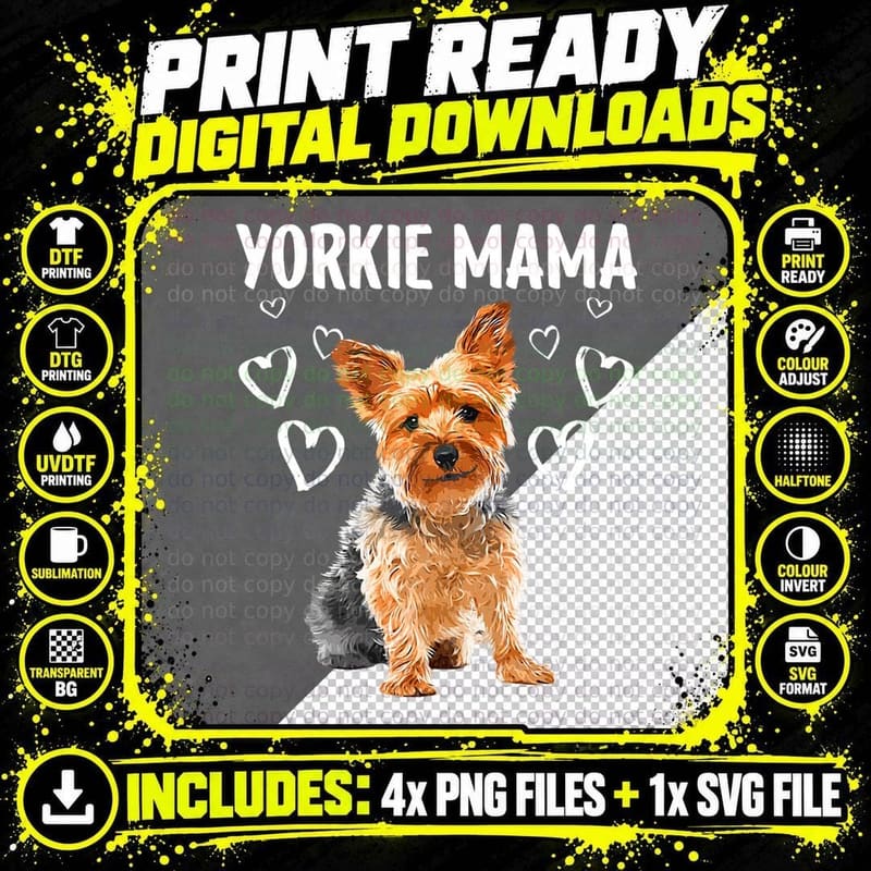Cool Yorkshire Terrier for Mom Women Dog Mama Yorkie Png SVG Digital Bundle