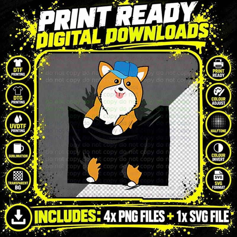 Corgi in Pocket Cute Dog Lover Dog Owner Gift Png SVG Digital Bundle