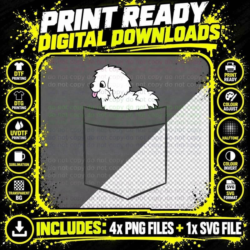 Coton De Tulear Dog in Pocket Funny Coton De Tulear Png SVG Digital Bundle