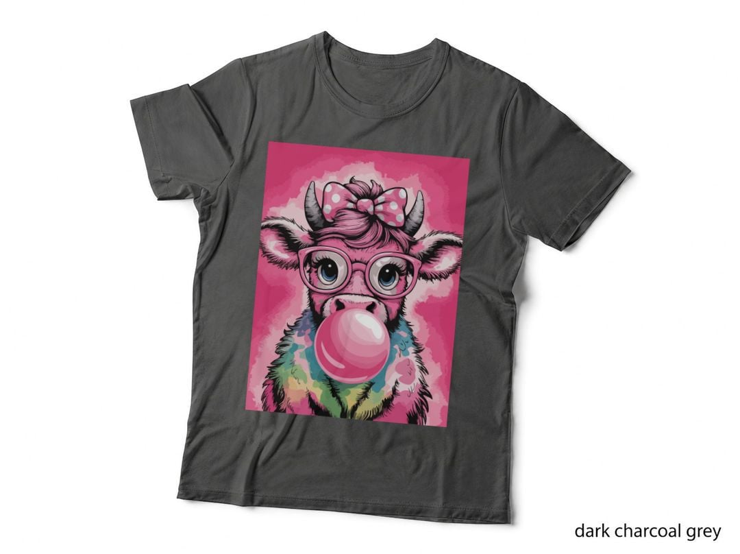 Cow Blowing Bubblegum with Glasses Sarcastic Animal T-Shirt