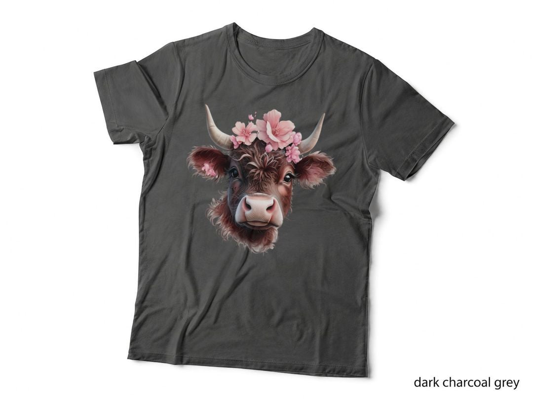 Cow with Floral Crown Western T-Shirt, Western Graphic Tee, Western Gift Shirt
