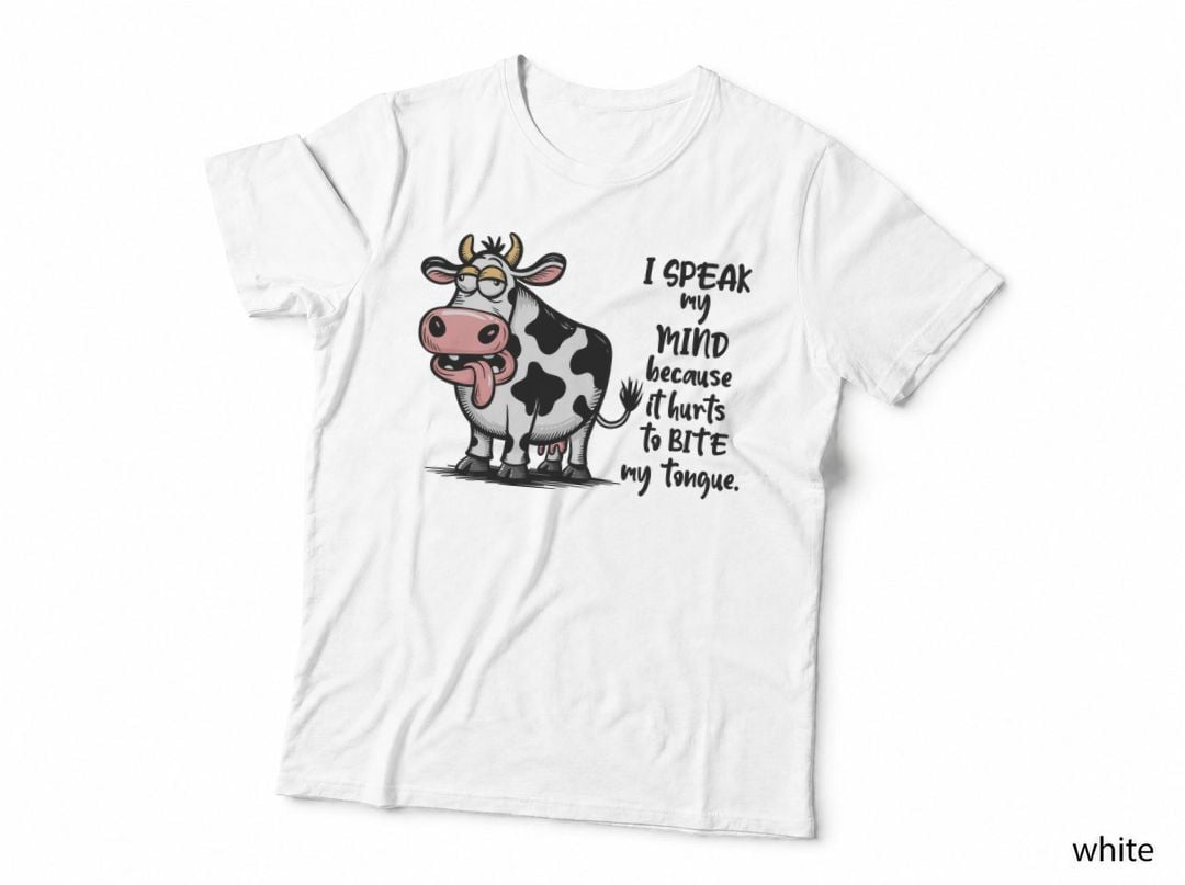 Cow with Tongue T-Shirt, Funny Sarcastic Graphic Tee, Novelty Snarky Gift Shirt