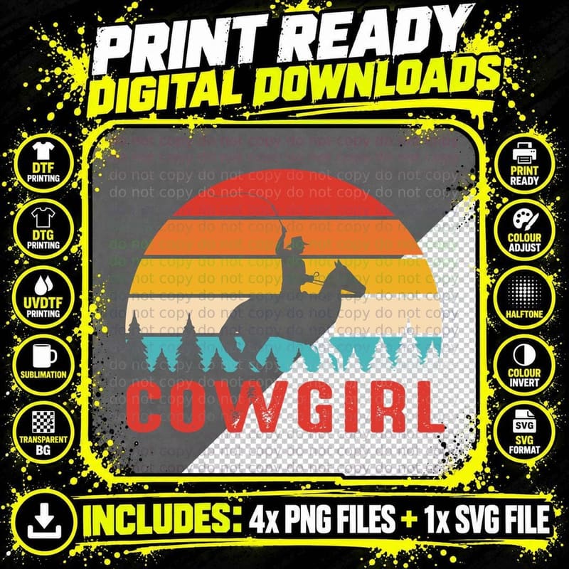 Cowgirl Horse T-Shirt, Cowgirl Riding Horse Sunset Png SVG Digital Bundle
