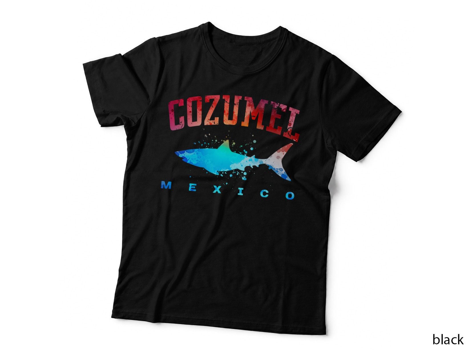 Cozumel Mexico Beach Vacation Great White Shark Art Vintage T-Shirt