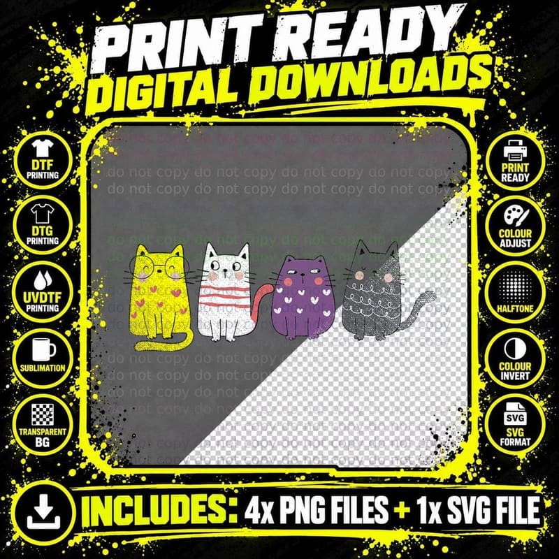 Cute Animal Cat Gift Non Binary Pride Agender Non Binary Png SVG Digital Bundle