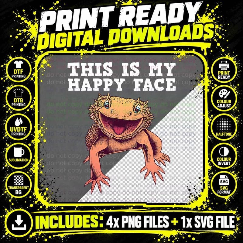 Cute Bearded Dragon for Men Women Reptile Lizard Pet Png SVG Digital Bundle