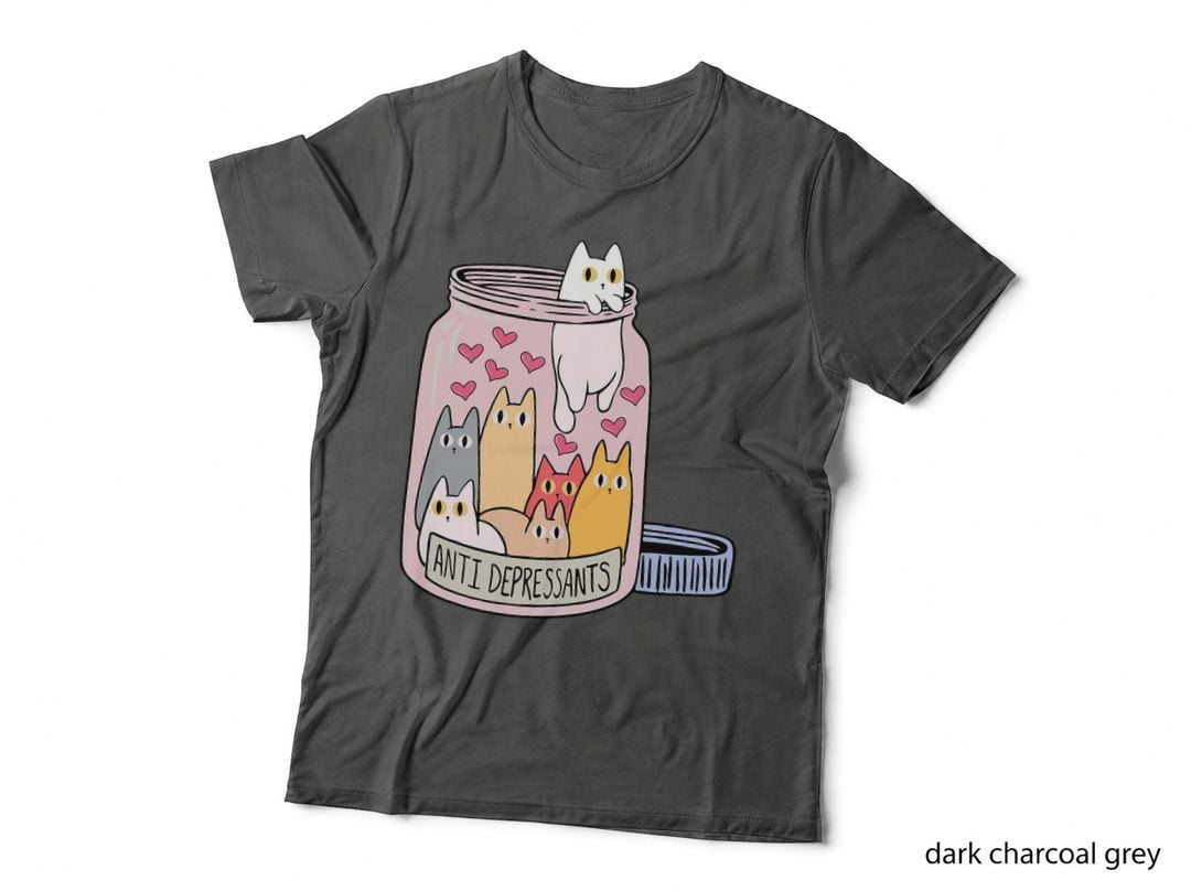 Cute Cat Antidepressants Funny Mental Health Cat Lover T-Shirt