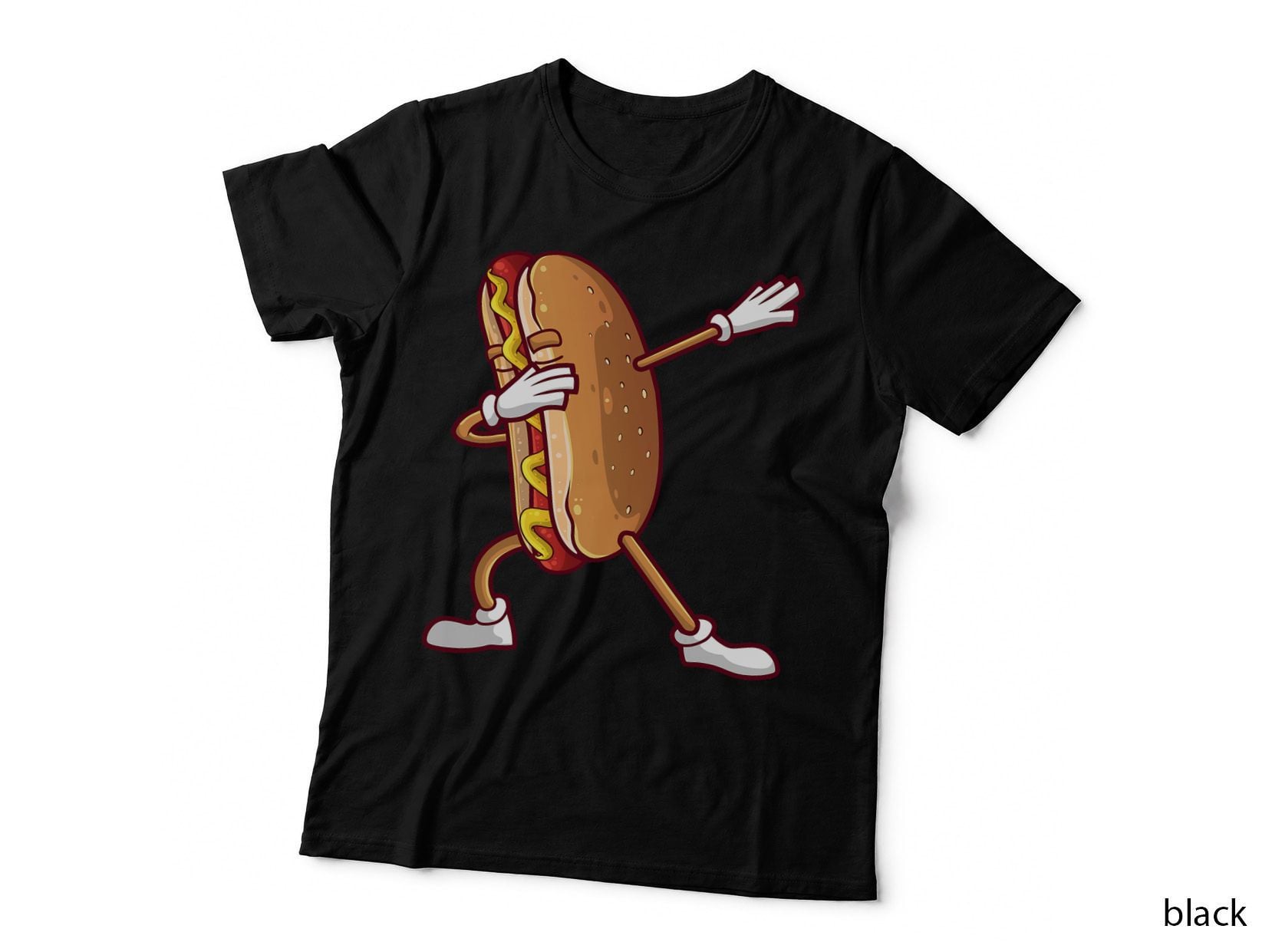 Cute Dabbing Hot Dog Design for Kids Men Women Dancing Food T-Shirt