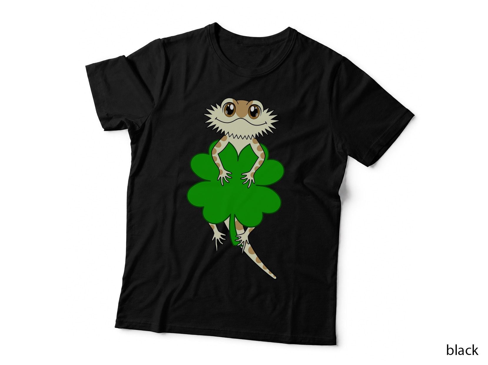 Cute Four Leaf Clover Cartoon Bearded Dragon St Patricks Day T-Shirt