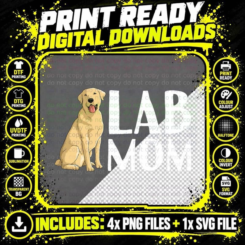 Cute Labrador Art for Women Mom Labrador Retriever Lab Png SVG Digital Bundle